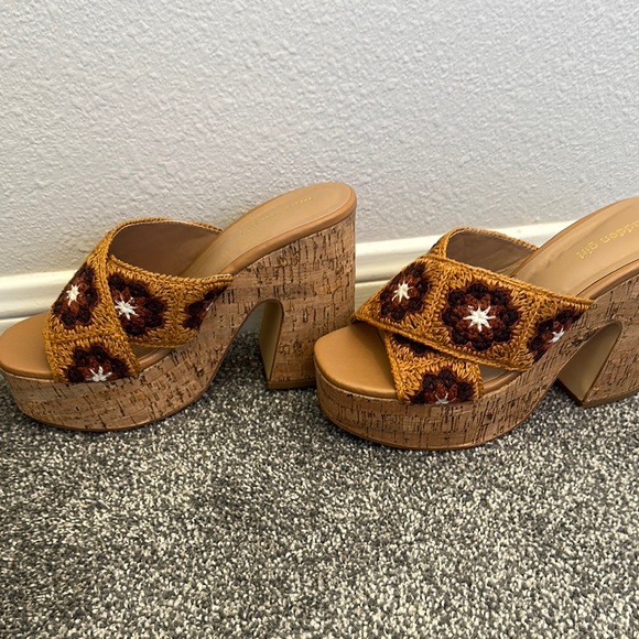 Madden Girl Women's Tan Crochet Platform Sandals - Picture 2 of 5